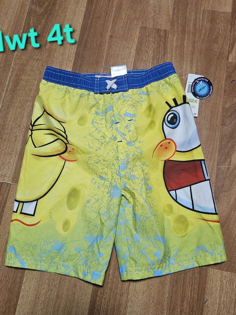 Nickelodeon SpongeBob Yellow Swim Trunks with Blue Waistband